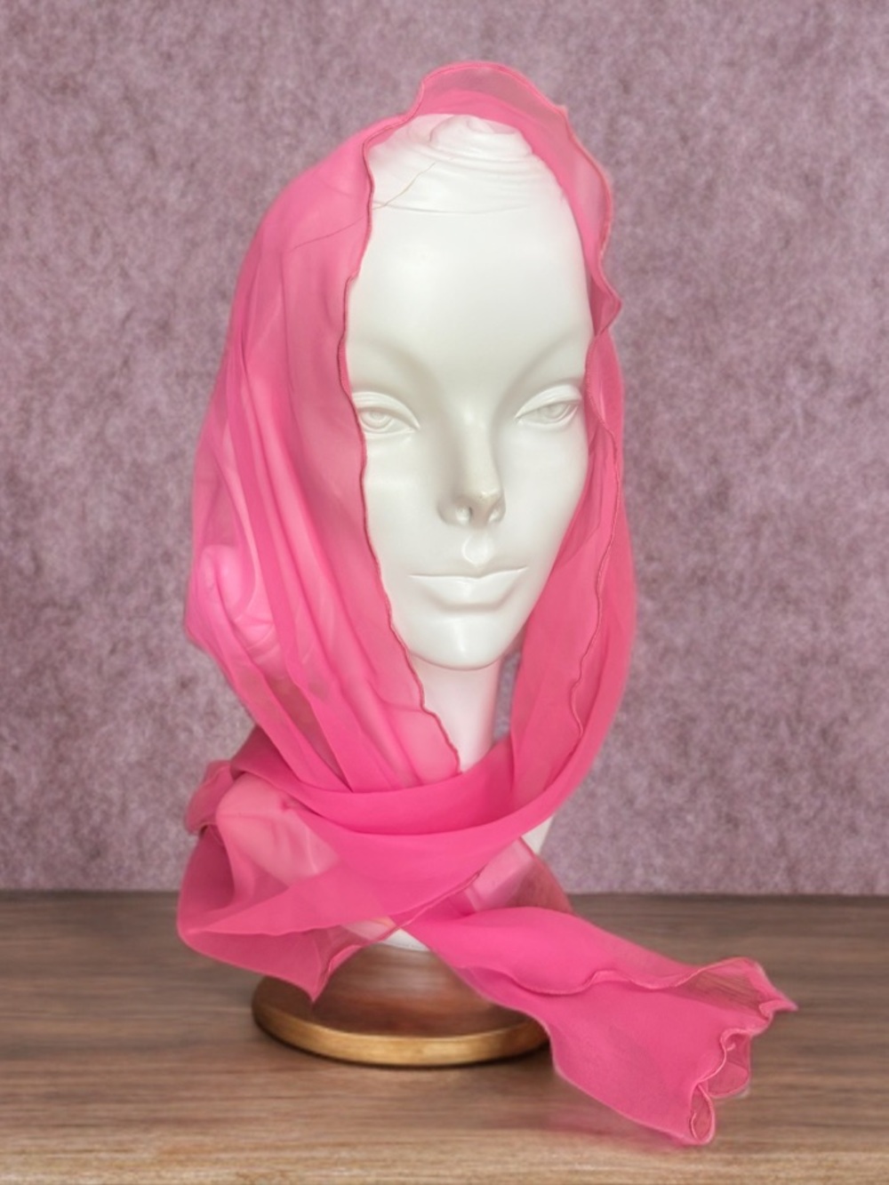 Vintage Candy Pink Chiffon Scarf Wrap